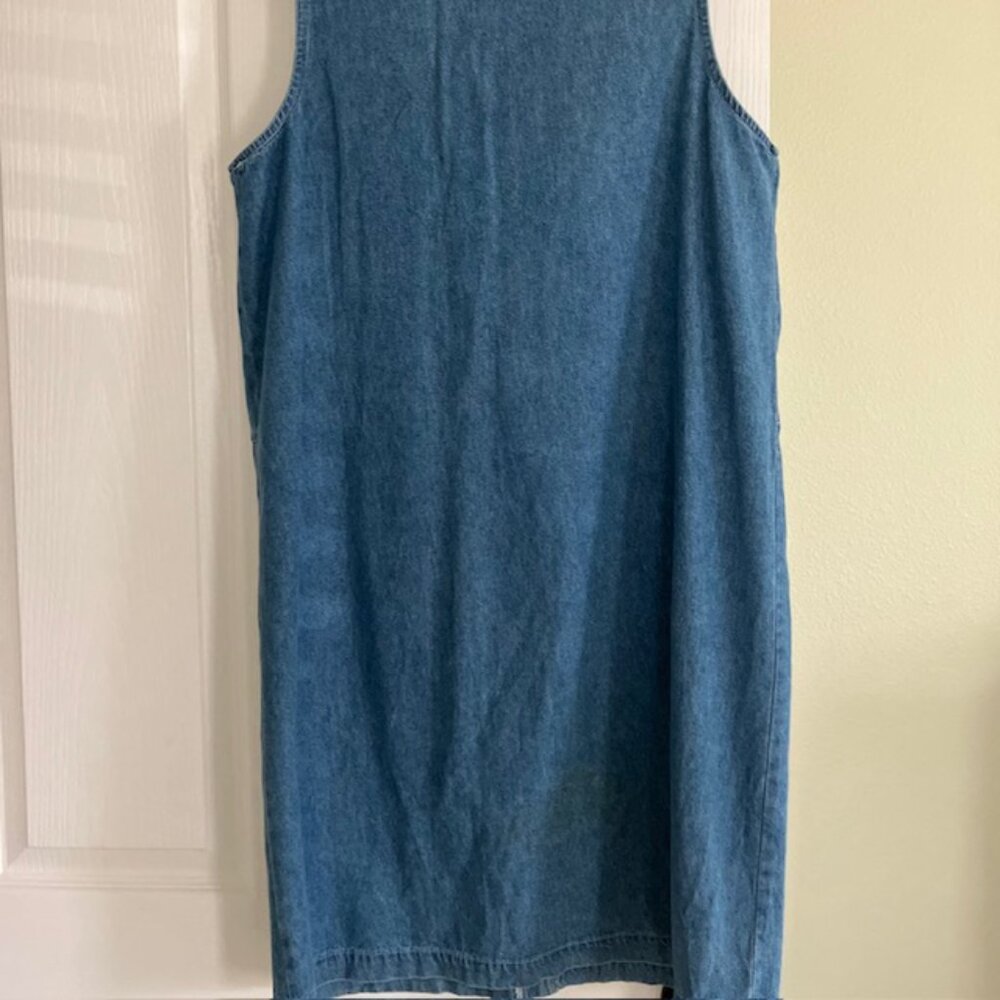 Vintage Blue women's denim dress size large 100 % Cotton button front - Picture 3 of 4